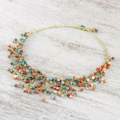 Alternate image for Agate Beaded Waterfall Necklace from Thailand Fantasy Rain