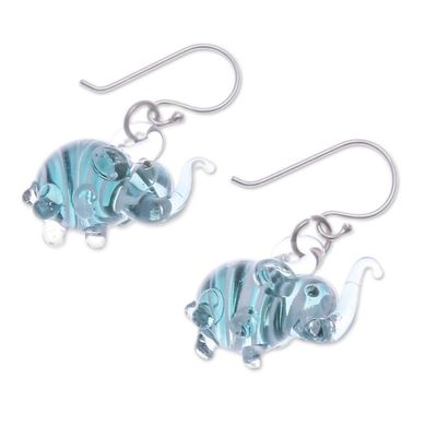 Alternate image for Handblown Glass Elephant Dangle Earrings from Thailand Elephant Glam