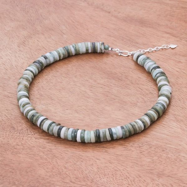 Alternate image for Jade Beaded Necklace in Green from Thailand Elegant Stones in Green