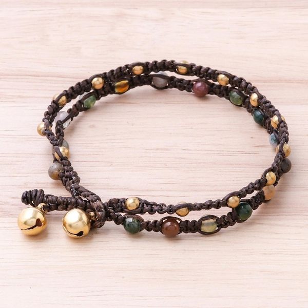 Alternate image for Brass Bracelet Green Brown Gems Braided Jewelry Green Boho Chic