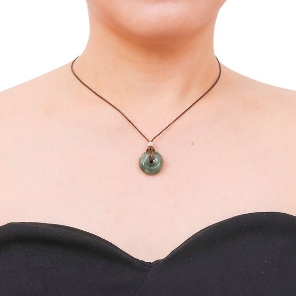 Alternate image for Silver and Natural Jade Pendant Necklace from Thailand Noble Core