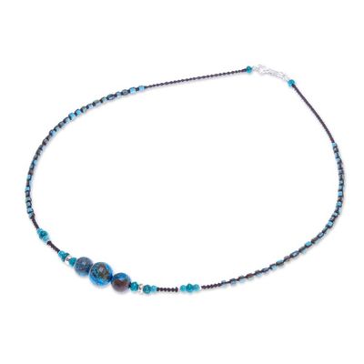 Alternate image for Multi-Gemstone Beaded Macrame Pendant Necklace from Thailand Charming Waters
