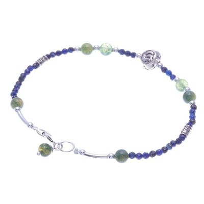 Alternate image for Agate and Lapis Lazuli Rose Pendant Bracelet Tea Rose in Blue