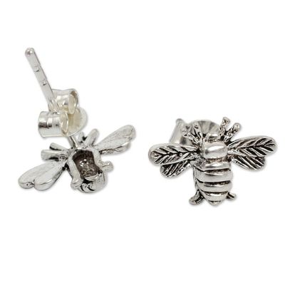 Alternate image for Honeybee Sterling Silver Stud Earrings Happy Honeybee