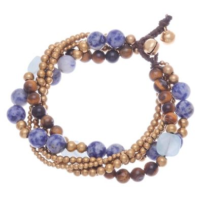 Alternate image for Sodalite and Tigers Eye Beaded Bracelet from Thailand Bohemian Melange
