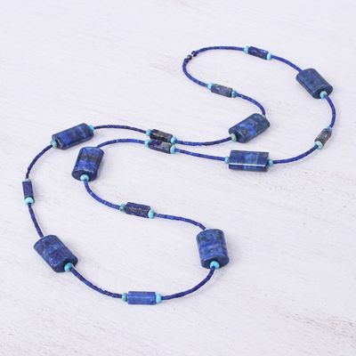 Alternate image for Lapis Lazuli and Jasper Beaded Necklace from Thailand Midnight Chill