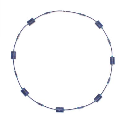 Alternate image for Lapis Lazuli and Jasper Beaded Necklace from Thailand Midnight Chill
