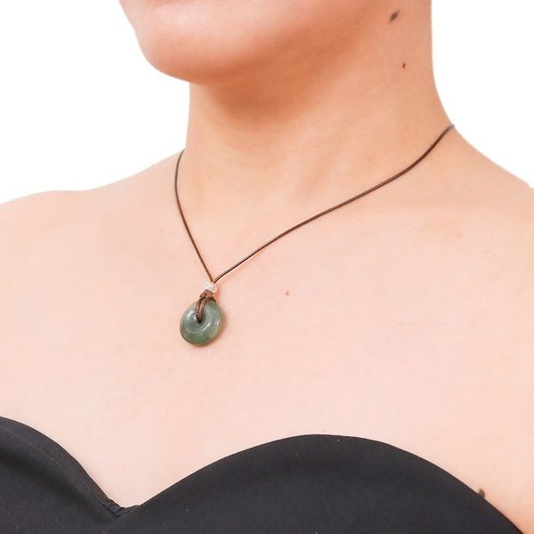 Alternate image for Silver and Natural Jade Pendant Necklace from Thailand Noble Core