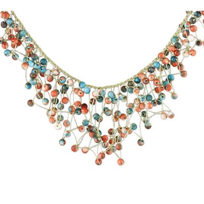 Alternate image for Agate Beaded Waterfall Necklace from Thailand Fantasy Rain