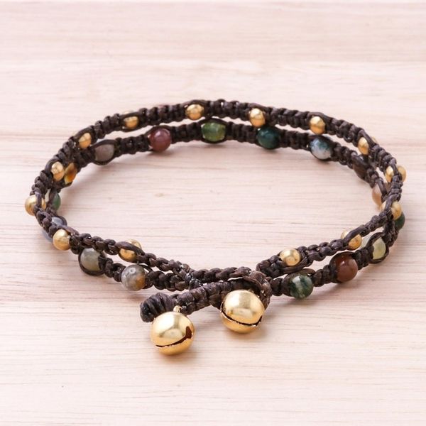 Alternate image for Brass Bracelet Green Brown Gems Braided Jewelry Green Boho Chic