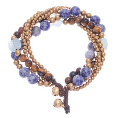 Alternate image for Sodalite and Tigers Eye Beaded Bracelet from Thailand Bohemian Melange