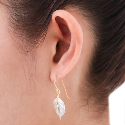 Alternate image for Gold-Accented Dangle Earrings with Leaf Motif Natural Law