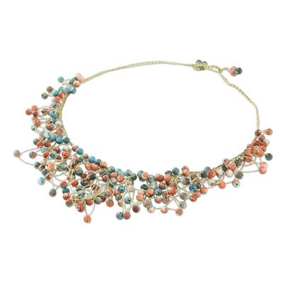 Alternate image for Agate Beaded Waterfall Necklace from Thailand Fantasy Rain