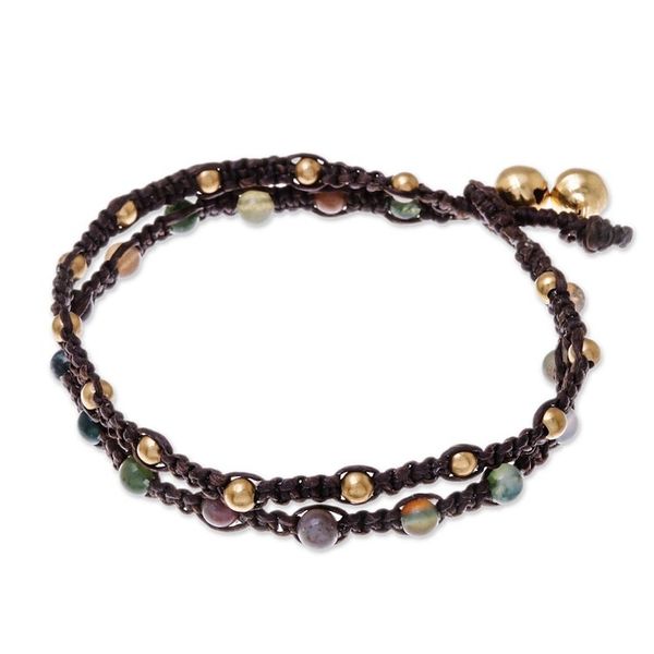Alternate image for Brass Bracelet Green Brown Gems Braided Jewelry Green Boho Chic