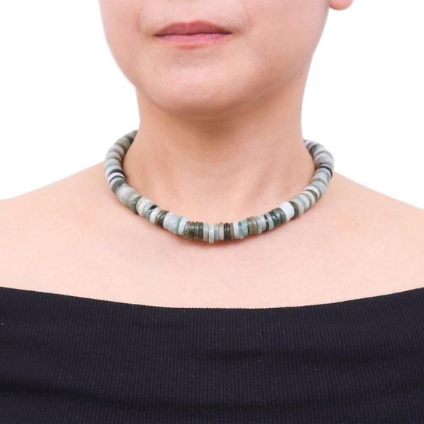 Alternate image for Jade Beaded Necklace in Green from Thailand Elegant Stones in Green