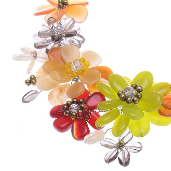 Alternate image for Cultured pearl and carnelian beaded necklace Joyous Camellia