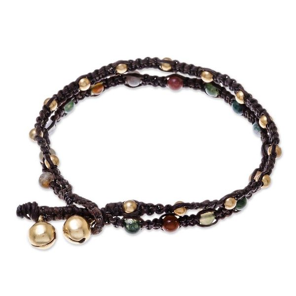 Alternate image for Brass Bracelet Green Brown Gems Braided Jewelry Green Boho Chic