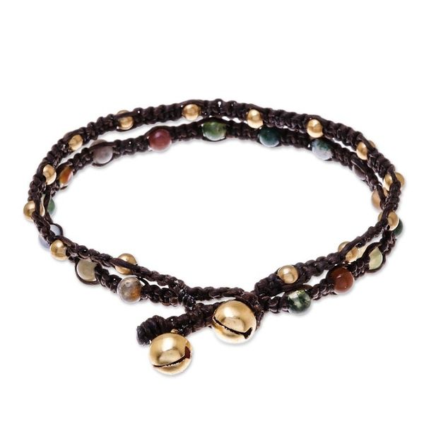 Alternate image for Brass Bracelet Green Brown Gems Braided Jewelry Green Boho Chic