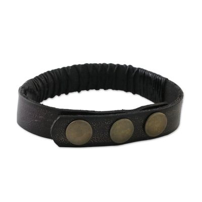 Alternate image for Mens Brown Leather Recon Turquoise Wristband Bracelet Straight Path