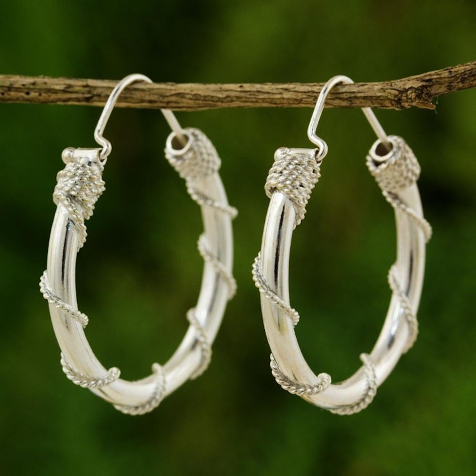 Fair Trade Sterling Silver Hoop Earrings 'Nautical Hoops'