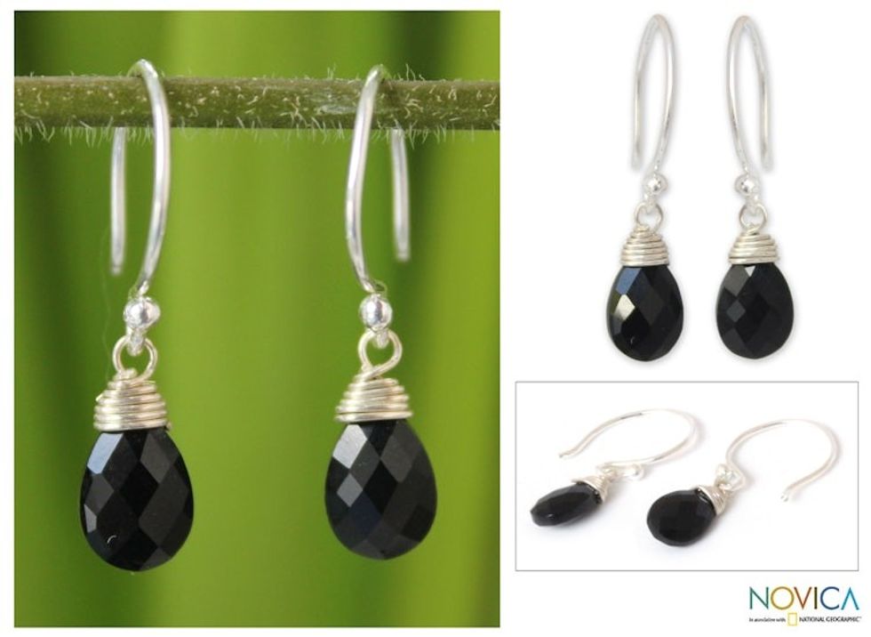 Women's Silver and Spinel Dangle Earrings 'Glowing Exotic'