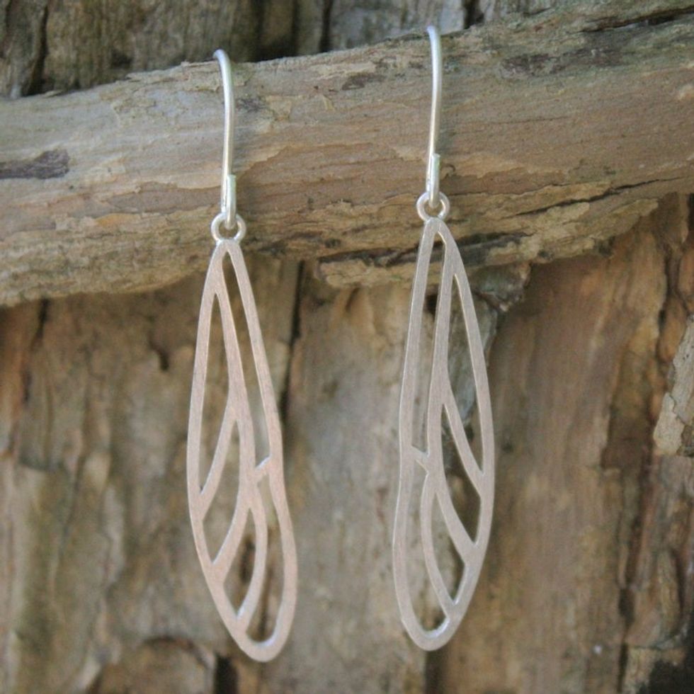 Sterling Silver Dangle Earrings 'Dragonfly Wings'