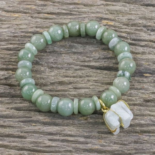 Alternate image for Jade Beaded Bracelet Handmade in Thailand with Elephant Jade Elephant