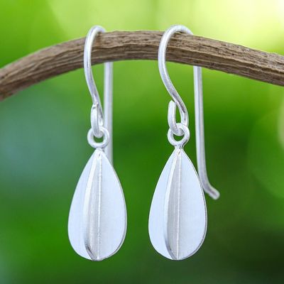 Alternate image for Thai Silver Earrings Quartered Leaf