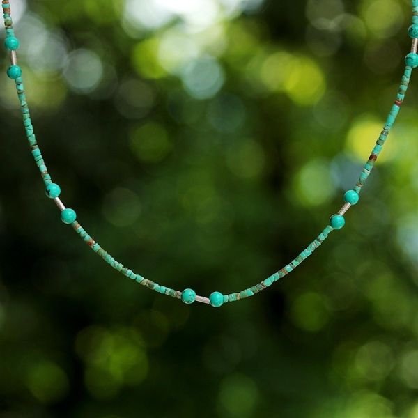 Alternate image for Reconstituted Turquoise Beaded Necklace Blue Islands