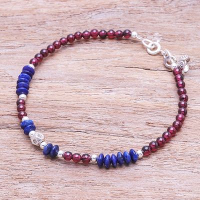 Alternate image for Lapis Lazuli and Garnet Beaded Charm Bracelet Bright Mind in Red