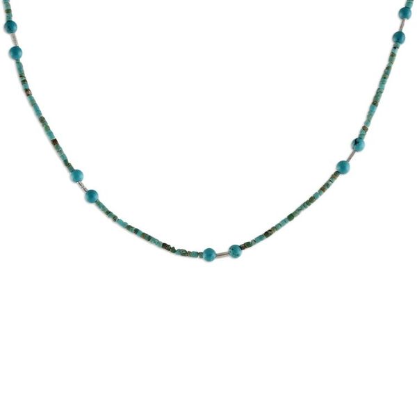 Alternate image for Reconstituted Turquoise Beaded Necklace Blue Islands