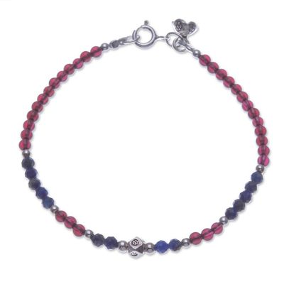 Alternate image for Lapis Lazuli and Garnet Beaded Charm Bracelet Bright Mind in Red