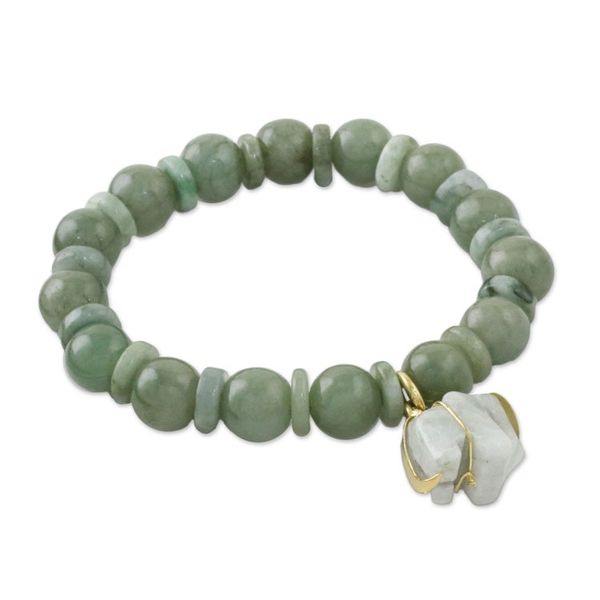 Alternate image for Jade Beaded Bracelet Handmade in Thailand with Elephant Jade Elephant
