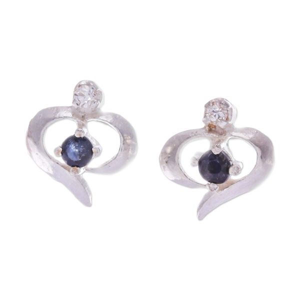 Alternate image for High-Polished Sapphire and Cubic Zirconia Stud Earrings The Prophecy Nimbus