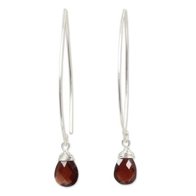Alternate image for Sterling Silver and Garnet Dangle Earrings Sublime