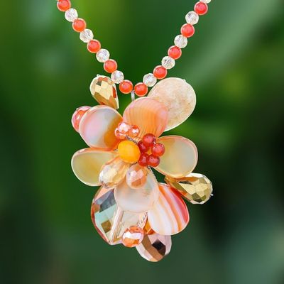 Alternate image for Multi-Gemstone Beaded Cluster Pendant Necklace from Thailand Fascinating Cluster