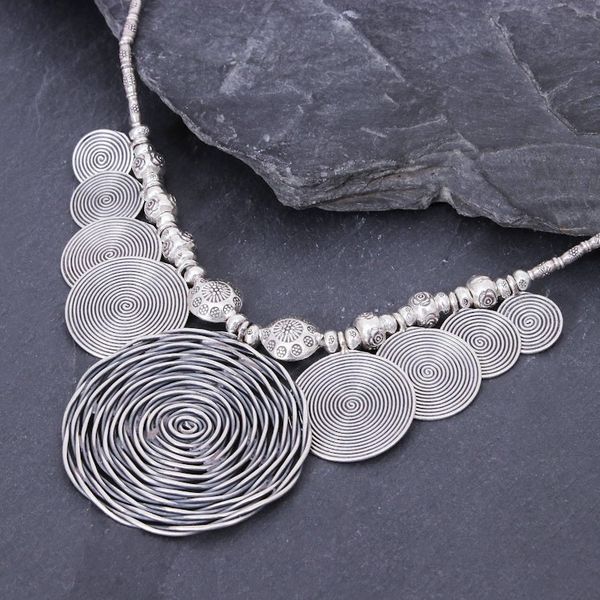 Alternate image for Dramatic Thai Hill Tribe 950 Silver Pendant Necklace Mesmerizing Medallion