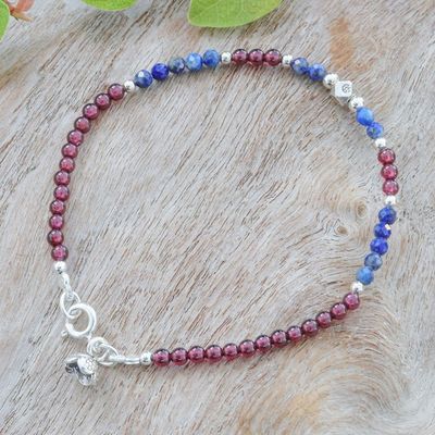 Alternate image for Lapis Lazuli and Garnet Beaded Charm Bracelet Bright Mind in Red
