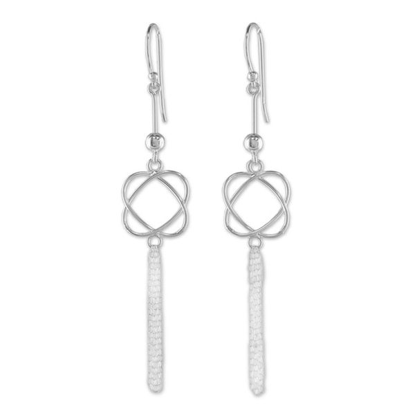 Alternate image for 925 Sterling Silver Chain Tassel Dangle Earrings Shimmering Tassels