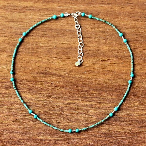 Alternate image for Reconstituted Turquoise Beaded Necklace Blue Islands