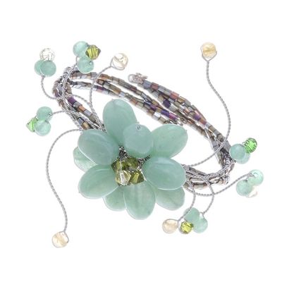 Alternate image for Beaded Quartz Floral Bracelet Lime Bouquet