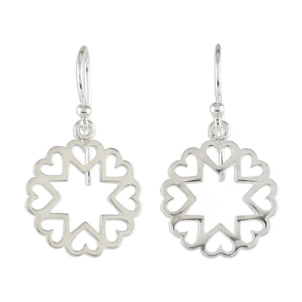 Alternate image for Sterling Silver Star Heart Dangle Earrings from Thailand Stars in Love
