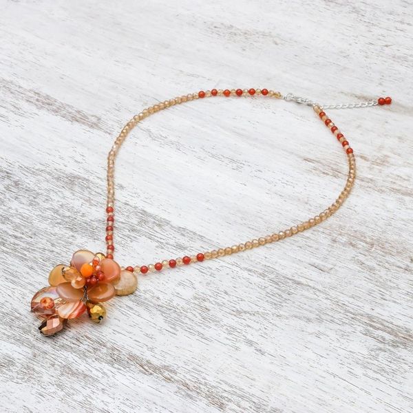 Alternate image for Multi-Gemstone Beaded Cluster Pendant Necklace from Thailand Fascinating Cluster