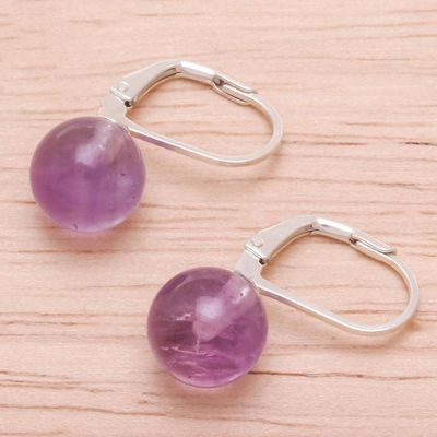 Alternate image for Purple Amethyst and Sterling Silver Earrings from Thailand Pure Violet