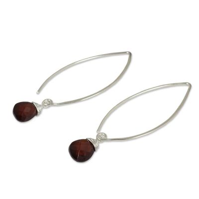 Alternate image for Sterling Silver and Garnet Dangle Earrings Sublime