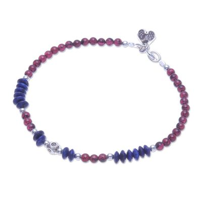 Alternate image for Lapis Lazuli and Garnet Beaded Charm Bracelet Bright Mind in Red