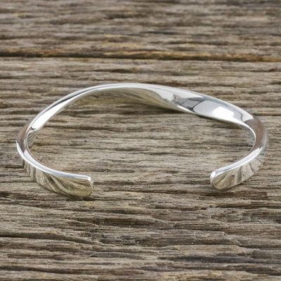 Alternate image for Wavy Sterling Silver Cuff Bracelet from Thailand Space Wave