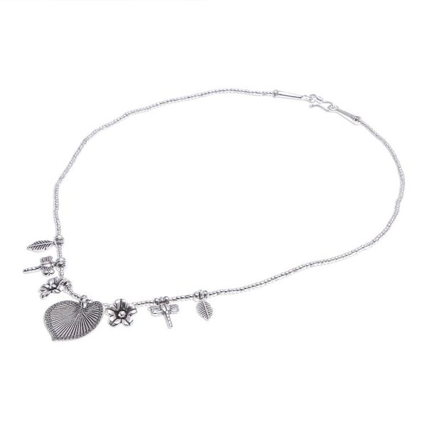 Alternate image for 950 Silver Heart Necklace Garden Charm Heart Garden