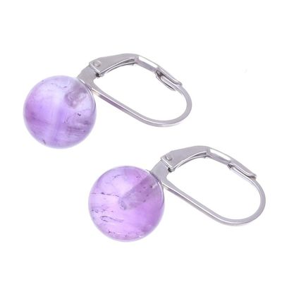Alternate image for Purple Amethyst and Sterling Silver Earrings from Thailand Pure Violet