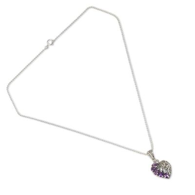 Alternate image for Amethyst Marcasite and Sterling Silver Heart Necklace Spectacular Romance